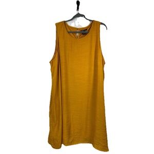 Robert Louis Plus 3XL Mustard Shift Dress Boho Minimalist Textured Lagenlook